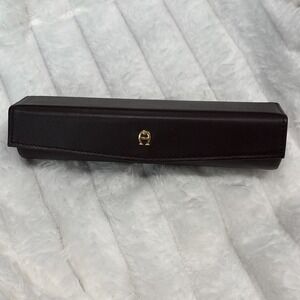 Vintage Etienne Aigner Leather Lipstick Case w/ Mirror Long Dark Burgundy Snap